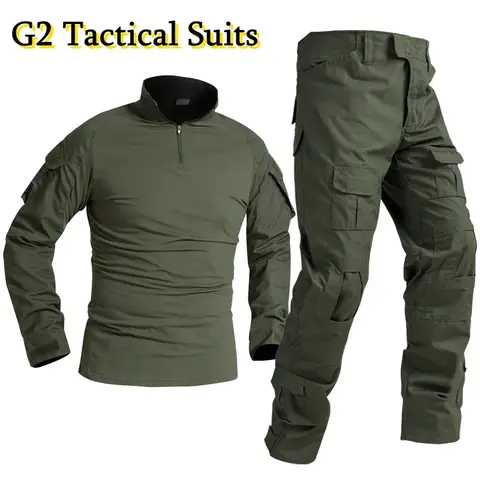 G2 전투 유니폼 전술 정장 위장 필드 Airsoft 훈련 작업복 야외 사냥 셔츠 바지 2PCS Ghillie 정장