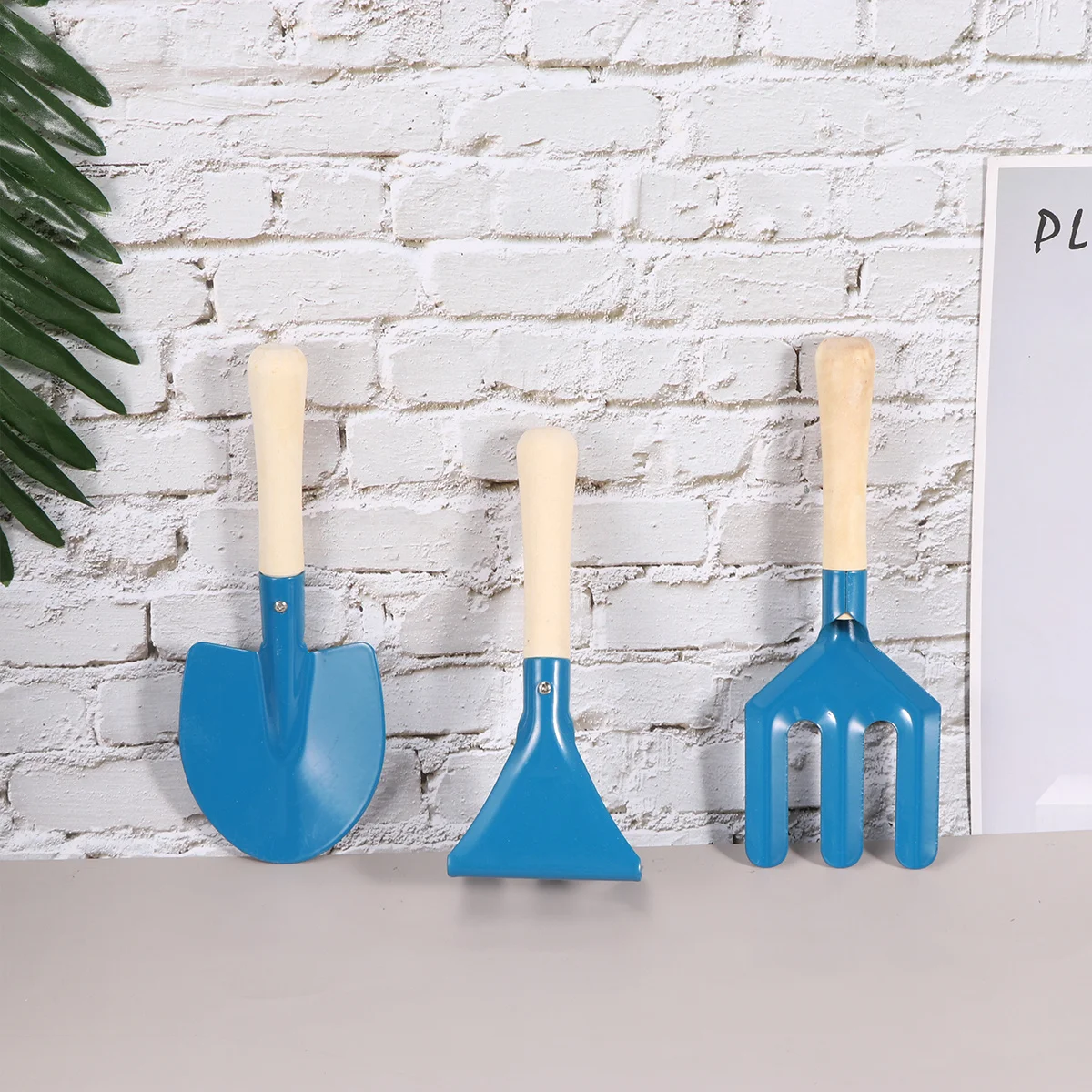 3-częściowy zestaw mini narzędzi ogrodniczych dla dzieci, niebieski, do bonsai, sadzenia w doniczkach, zabawy w piasku, grabienia, kopania, aktywności, zestaw do sadzenia roślin, dla dzieci