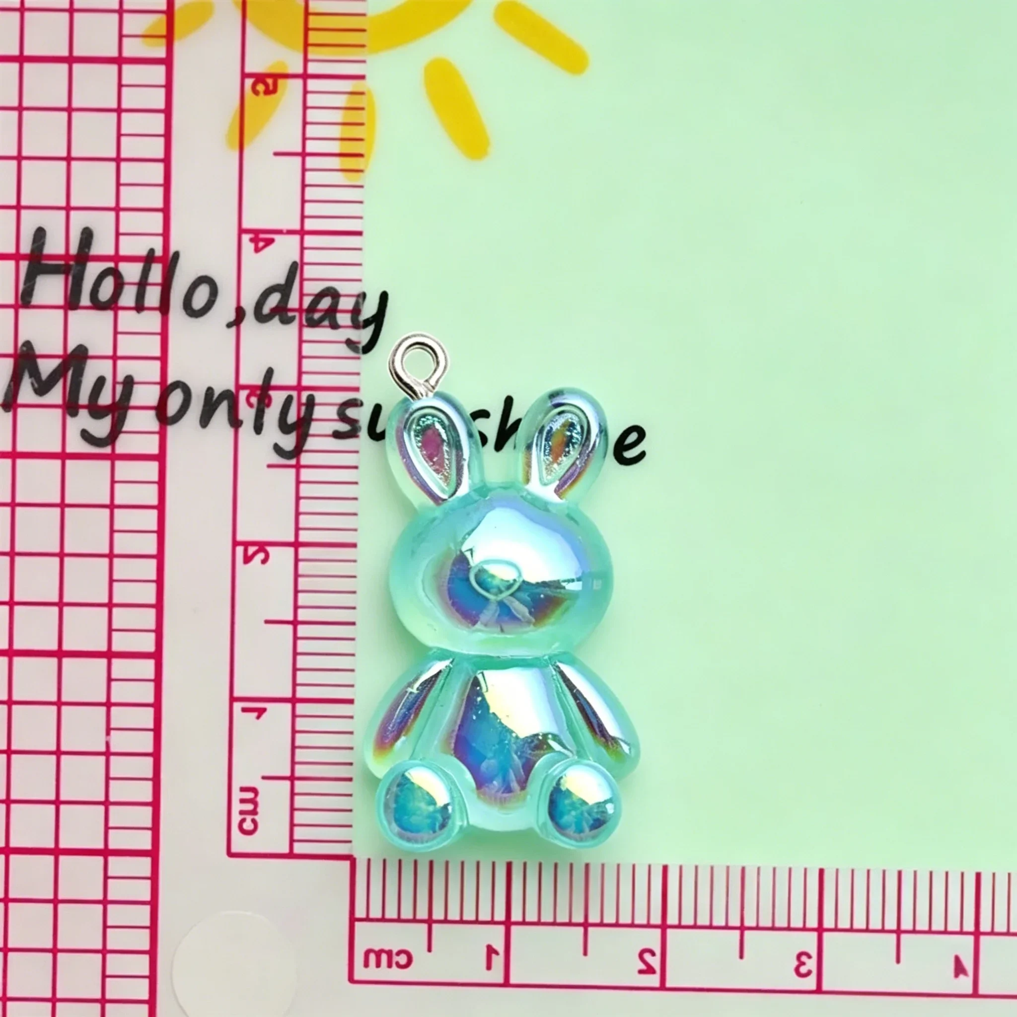 10Pcs Shiny Multicolor Bunny Resin Pendants Kawaii Cute Rabbit Charms for DIY Jewelry and Keychain Making view 4