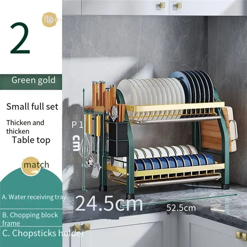 

AT84-Kitchen Countertop Bowl Rack Double-Layer Tableware Storage Rack Multifunctional Integrated Bowl Rack