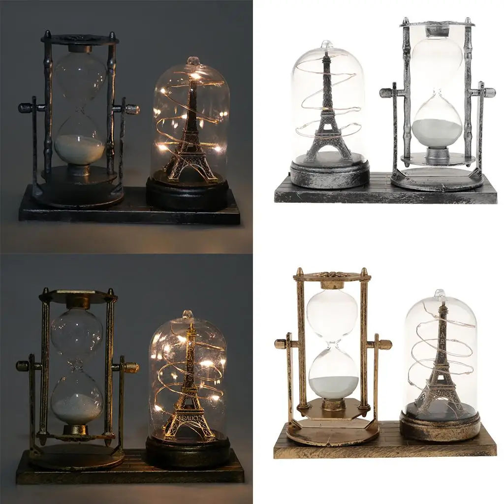 Tower Hourglass Ornaments Built-in Illuminated Light Warm Decorations for Living Room Bedroom Desktop Office Decor