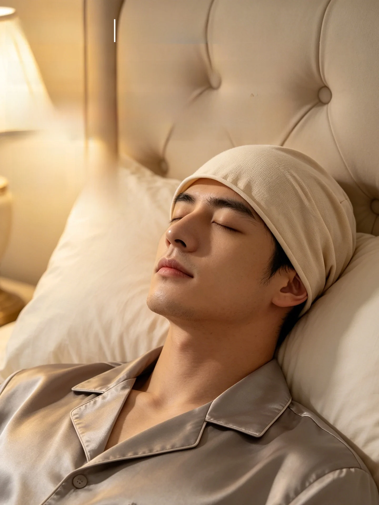 Men's Spring Autumn Thin Sleep Cap Head Cover Anti-Static Summer Air Conditioned Room Windproof Cuffed Hat Unisex Breathable