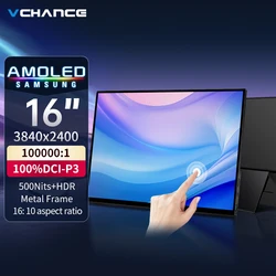 VCHANCE 16 Inch Oled 4K UHD Touch Screen Portable Monitor 100%DCI-P3 HDR Expand Office Display for PC Laptop Phone XBox Switch