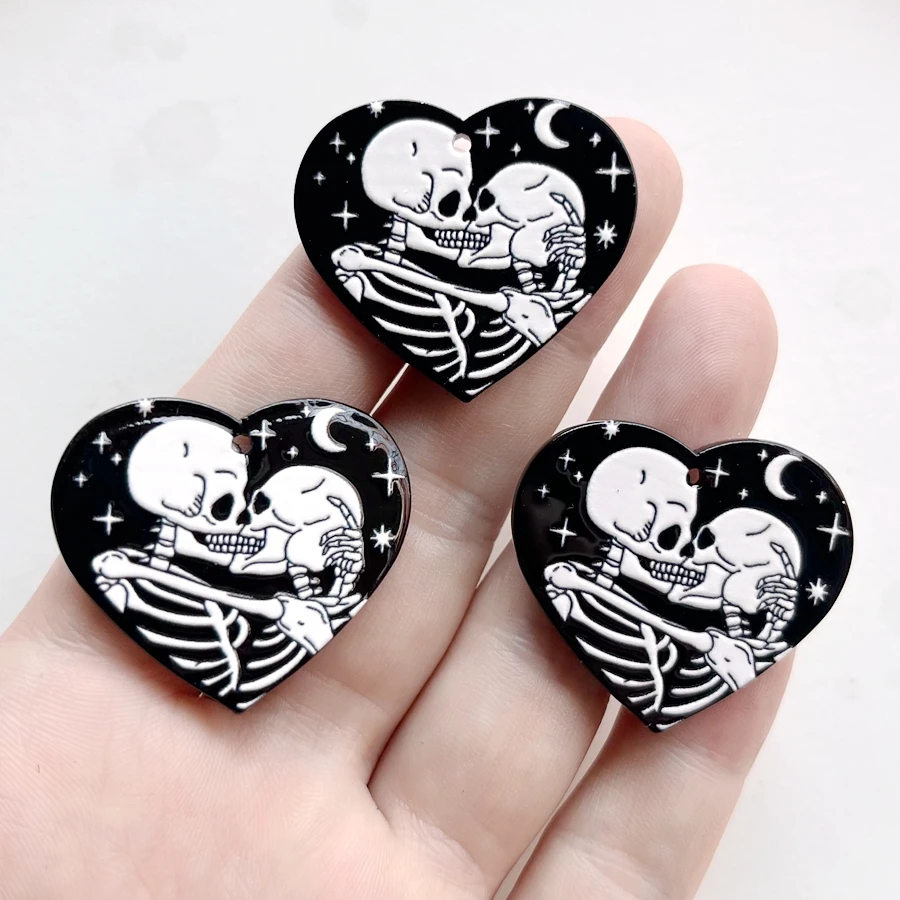 New fashion 36mm Love Skull resin flat back decoration diy jewelry earrings charm decorative accessories 10pcs/lot