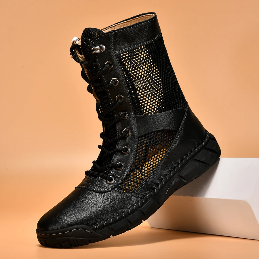 

Большие размеры 36–48, уличные ботинки для пар, летние дышащие рабочие ботинки, удобная повседневная обувь с высоким берцем, легкая прогулочная обувь