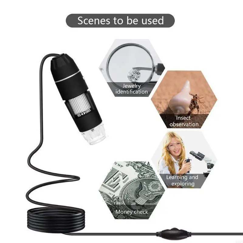 H58b Microscope Accessories 3in1 USB Type-C Micro-USB 1000X Microscope 1080p 2mp