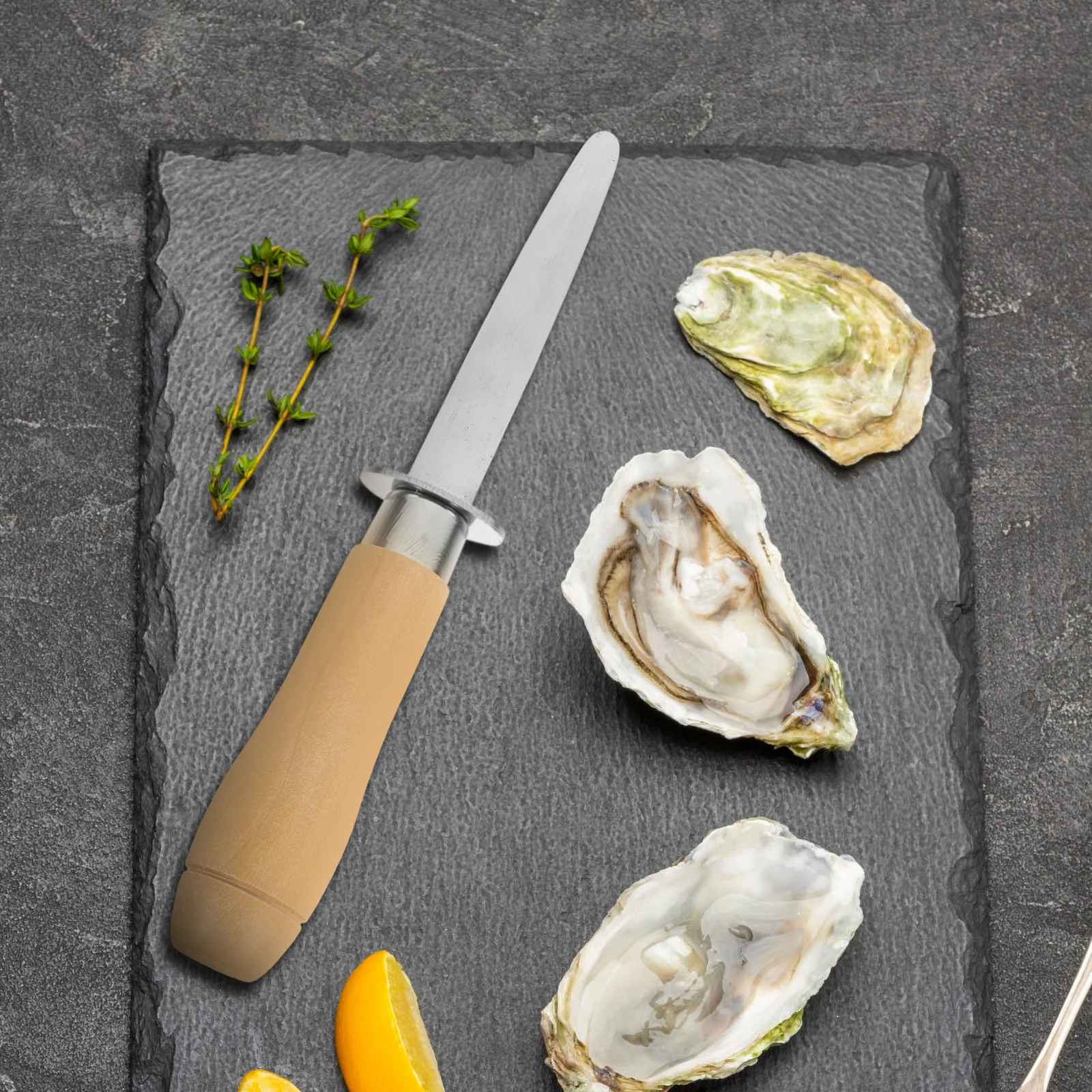 

Stainless Steel Oyster Opener Clam Knife Large Size Ergonomic Wood Handle Shellfish Shucking Tool Seafood Kitchen Utensil For