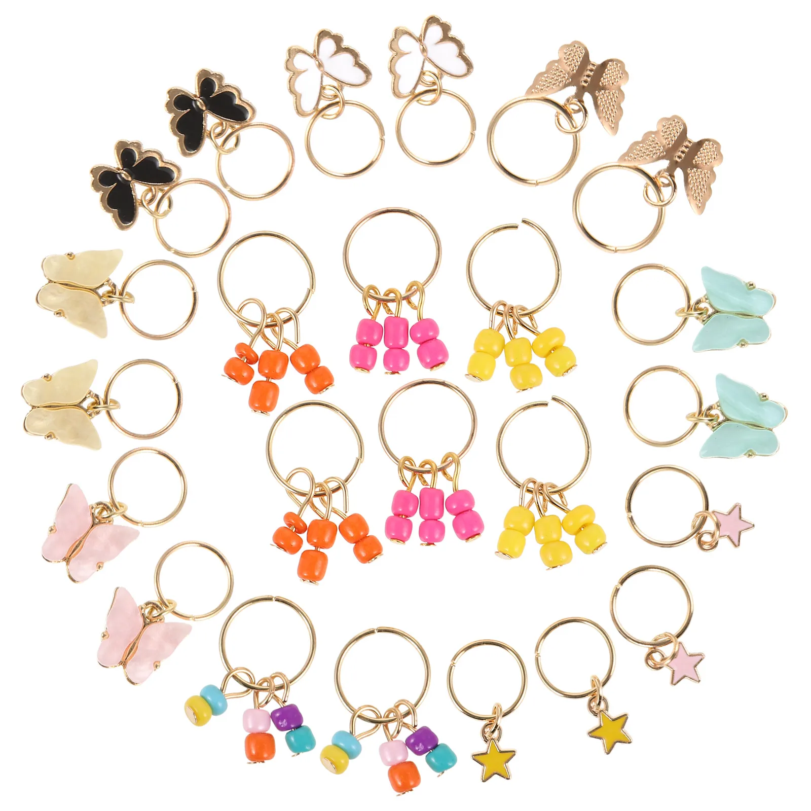 

24pcs Hair Braid Accessories Dreadlocks Diy Charms Jewels Braids Decorations Dreadlock Pendants Jewelry Rings Decor Stylish