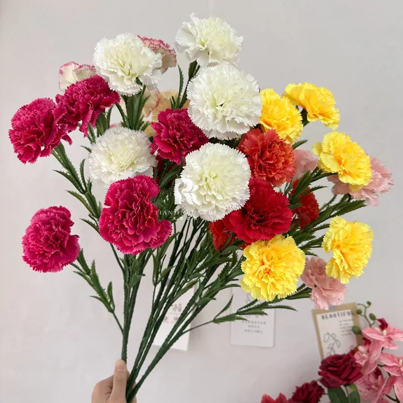 

Multi head Carnation Mother's Day Teacher's Day Home Wedding Flower Arrangement Decoration Simulation Flower Ornament