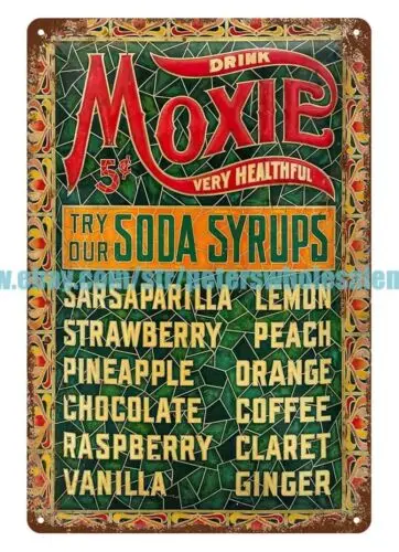 Moxie Soda Syrups metal tin sign home kitchen wall lodge cafes