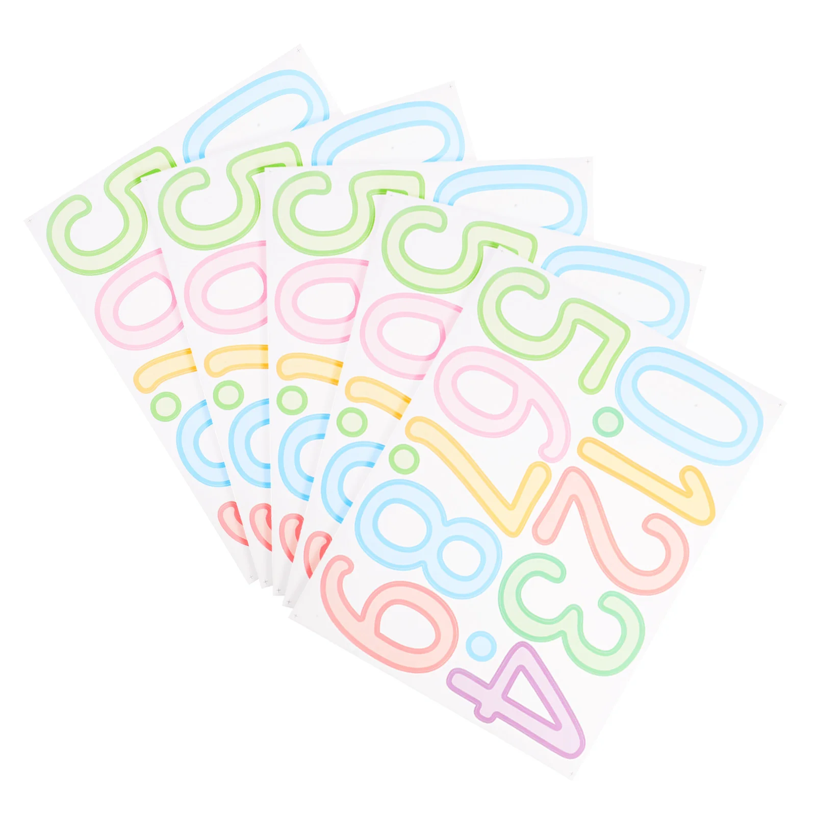

5 Sheets Digital Stickers Door Numbers Adhesive Large Mailbox House Address Signs Waterproof Removable Bright Colors Versatile