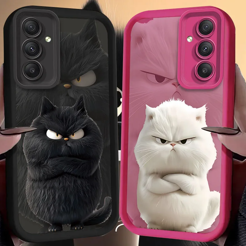 Lovely Funny Black White Cat TPU Case for Samsung Galaxy A35 A55 A15 A25 A16 A06 A05 A05S A24 A13 A23 A12 A22 A32 A52 A71 A51 4G