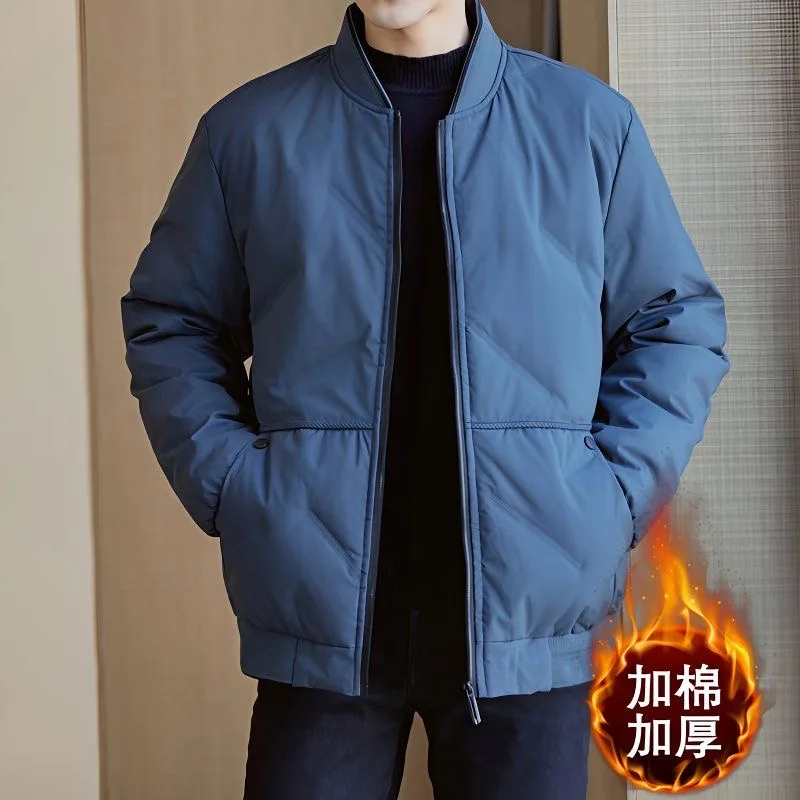 

Пуховик и хлопковая куртка, зимняя куртка из плотного хлопка, новый тренд мужчин, повседневная молодежная куртка с воротником-стойкой, универсальная хлопковая куртка