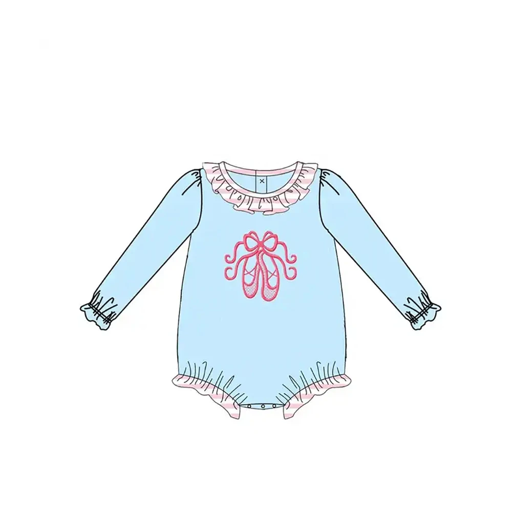 New Children's Valentine Sisters Set Long Sleeve Girls Ballet Shoes Outfits Screen Print Baby Rompers