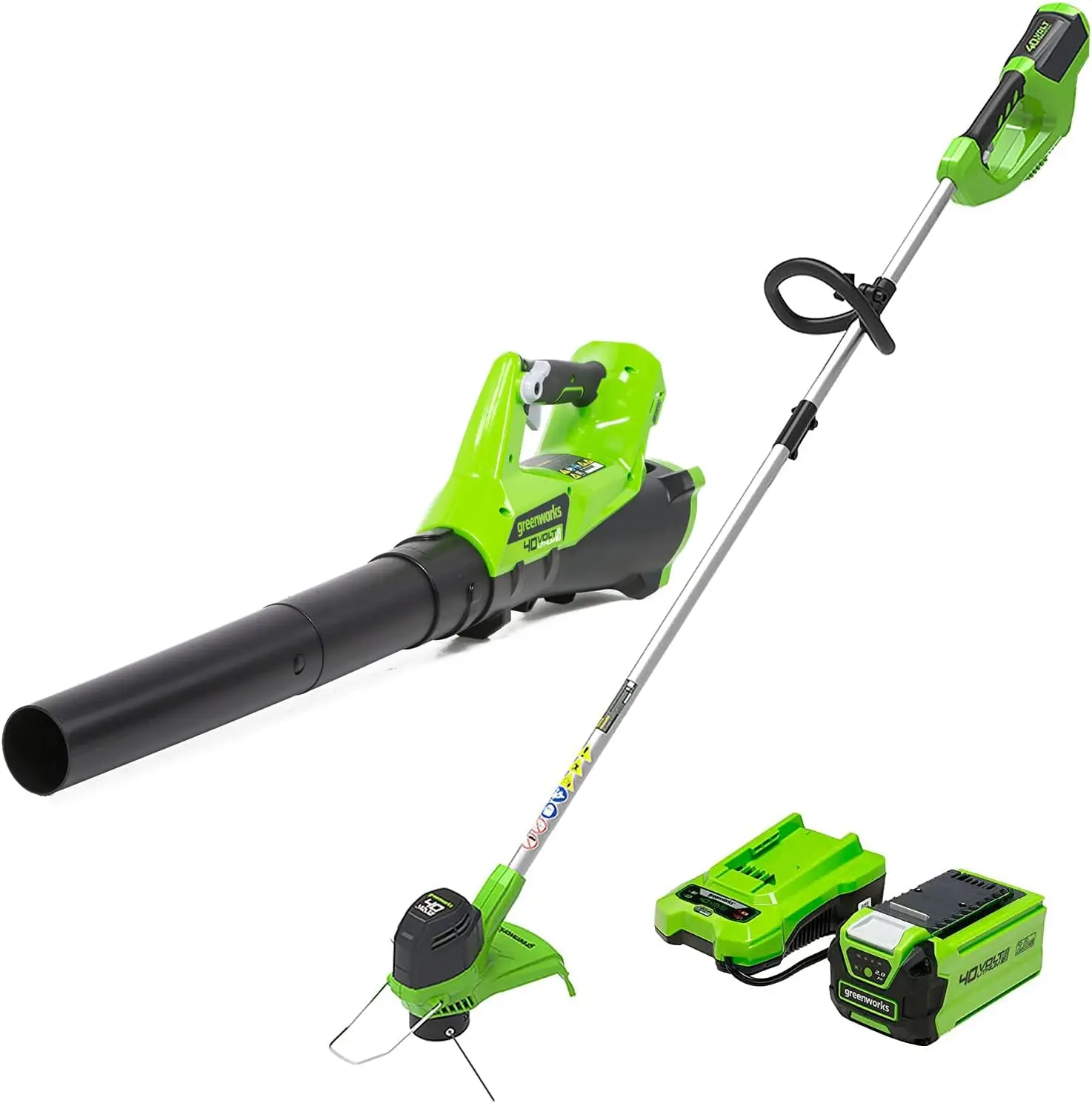 

40V Cordless Yard Tool Combo Kit with 12" Trimmer & 390 CFM Blower, Lightweight Design, Includes Battery & Charger