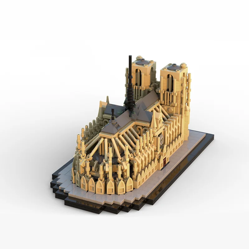 Notre Dame Francja Paryż znaczenie cegły model w skali 1:800 Gotycka architektura kościelna bloki budynek miejski średniowieczny wystrój moc