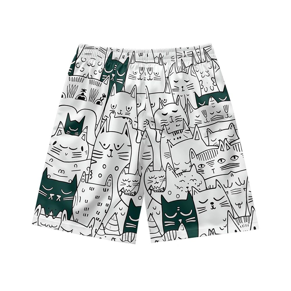 Owl ice cream pattern, suitable for daily wear, casual trend, summer men's drawstring beach sports shorts