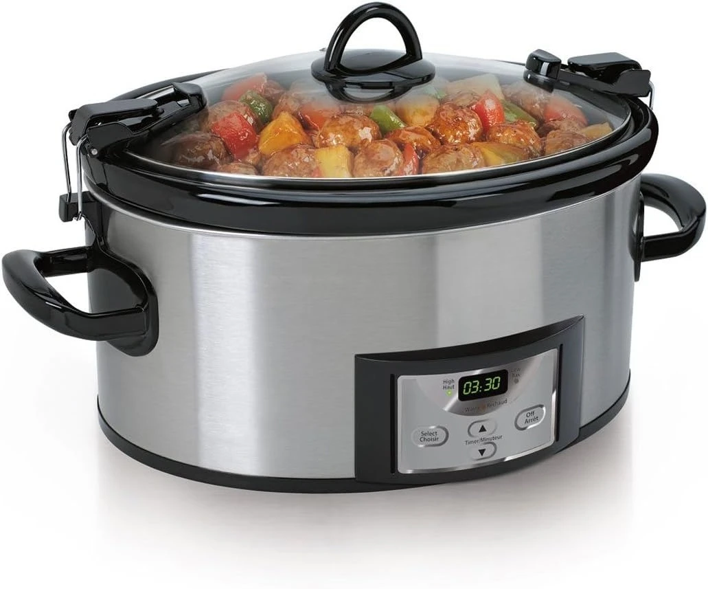 

6 Quart Cook & Carry Programmable Slow Cooker with Digital Timer Stainless Steel (CPSCVC60LL-S) pack of 1