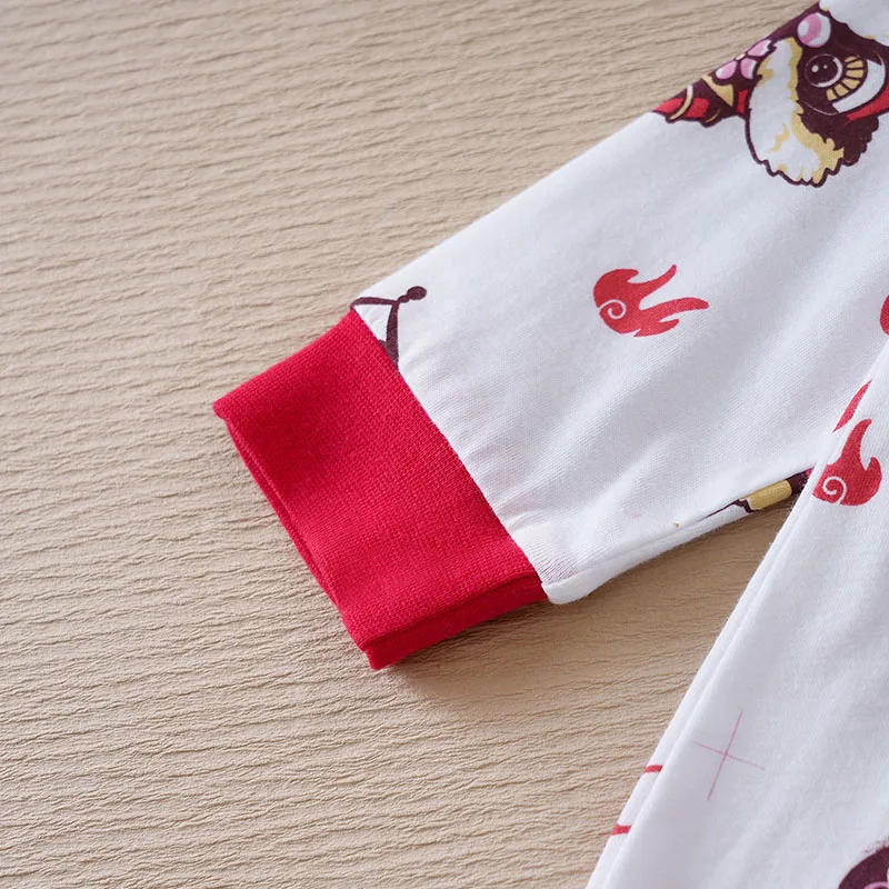 Baby New Year Jumpsuit With Chinese Style Lion Elements Newborn Pure Cotton Long Sleeved Clothes Spring And Autumn Clothes