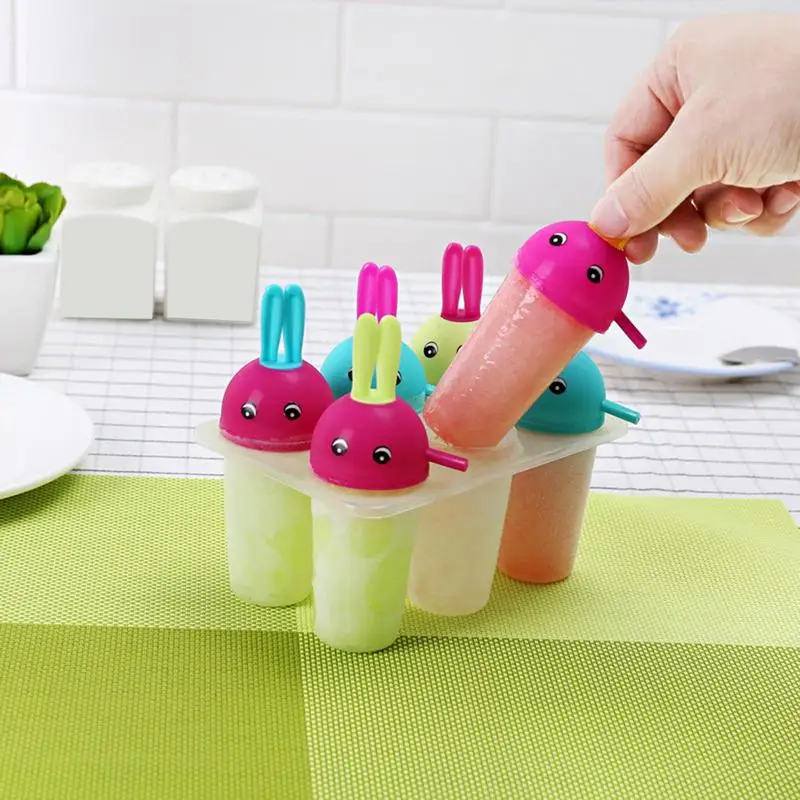 Popsicle Molds For Kids 6-Cavity Easy Release Icecream Mould Reusable Homemade Ice Box For DIY Homemade Ice Cream Freezing