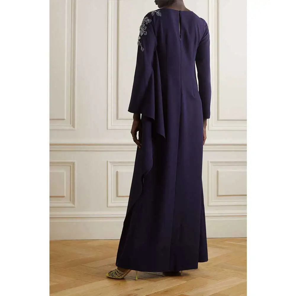 YUMDI Deep Purple Long Sleeve Dress Saudi Arabian Luxury Cape Party Gown Special Occasion Wedding Mom Dress Formal Dress 2023