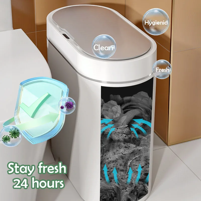 Trash Can Smart Dustbin Narrow Kitchen Bin Bathroom Toilet Waterproof Trash Bin Kitchen Automatic Wastebin Kitchen Accessories