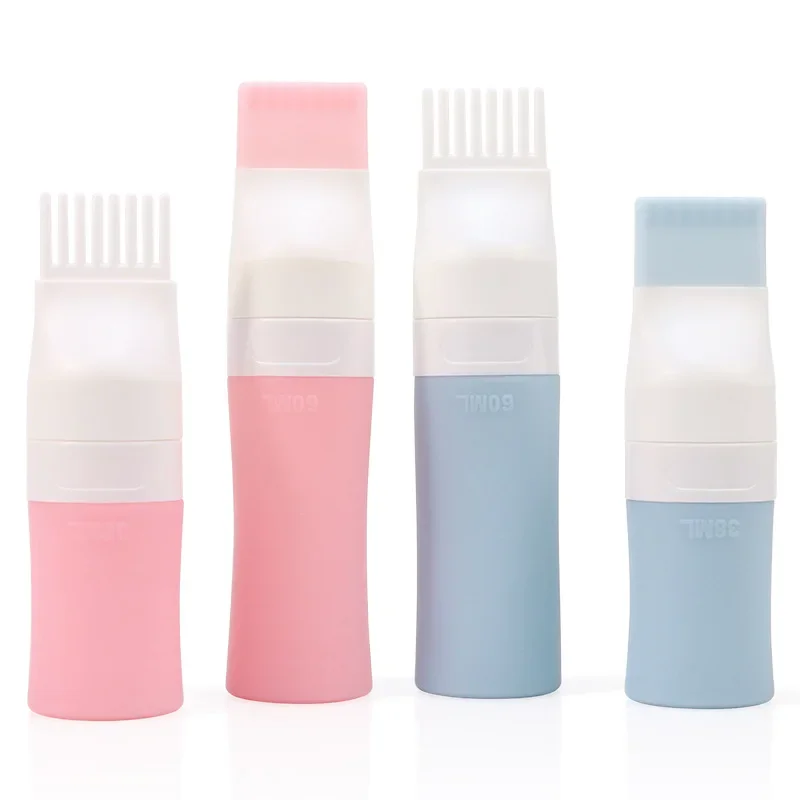 38/60/80ml Hair Oil Applicator Bottle with Comb Empty Refillable Bottle Squeeze Tube Travel Size Shampoo Shower Gel Container