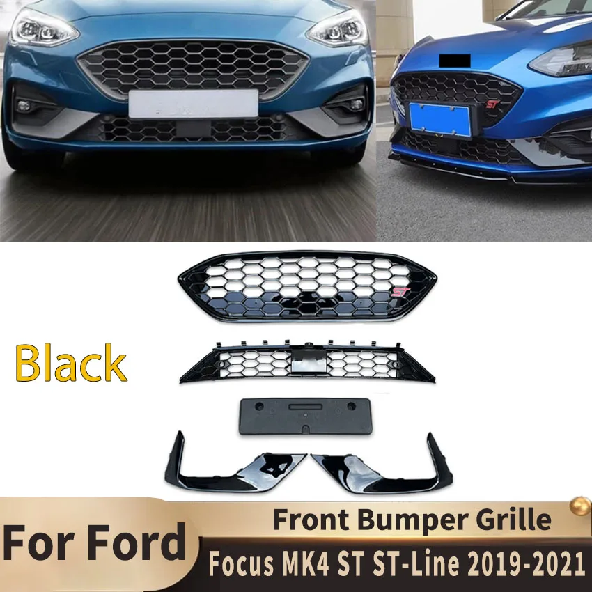 

Гоночная заготовка, грили для подтяжки лица, лампа для Ford Focus MK4 ST ST-Line 2019-2021, передний бампер автомобиля, решетка, комплекты кузова, защитные детали