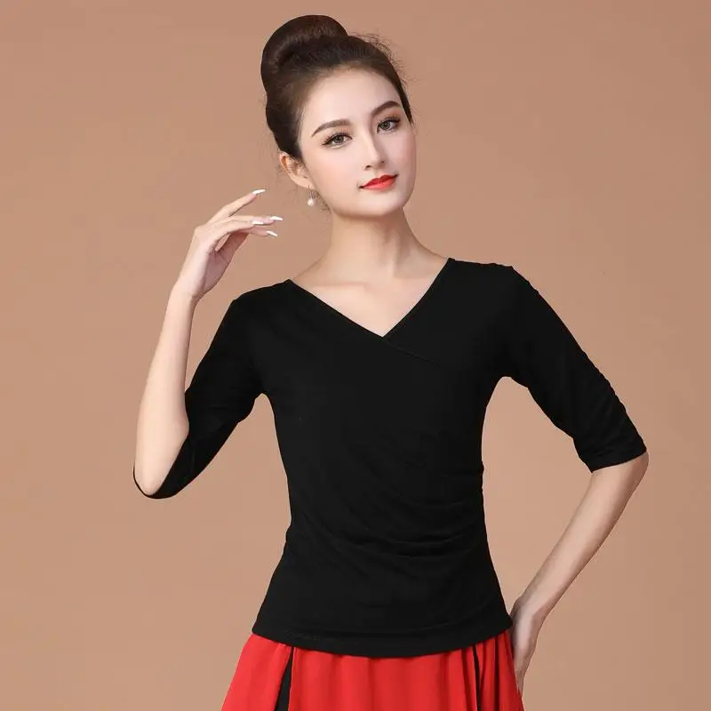uniforme-de-practica-de-danza-de-manga-larga-para-mujer-top-de-danza-cuadrada-negro-corte-modesto-para-mujeres-de-mediana-edad-y-mayores