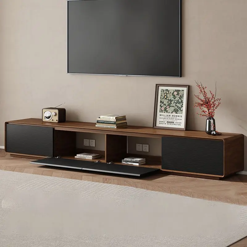 YY- floor solid wood TV cabinet coffee table combination small apartment living room simple modern walnut TV cabinet