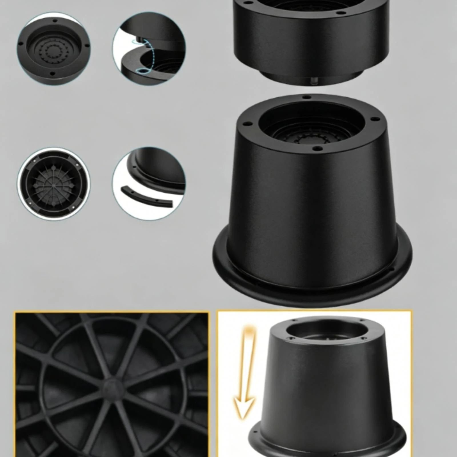 4 Pieces Furniture Leg Riser Tapered Bed Riser Furniture Lift Block Round Home Accessory Black - view 5