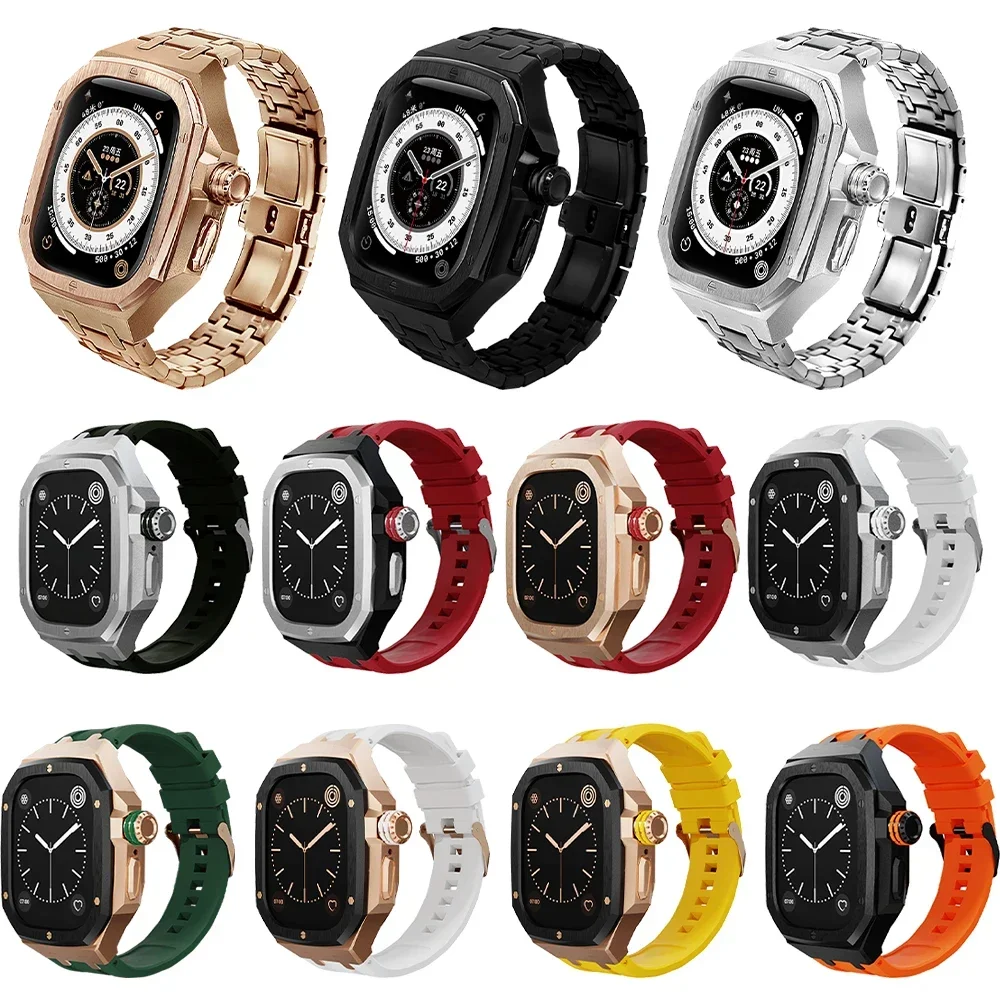 Stainless Steel Strap+Case for Apple Watch Ultra 3/2/1 49MM Luxury Modification Mod Kit for IWatch Ultra 3 2 1 49mm Accessories