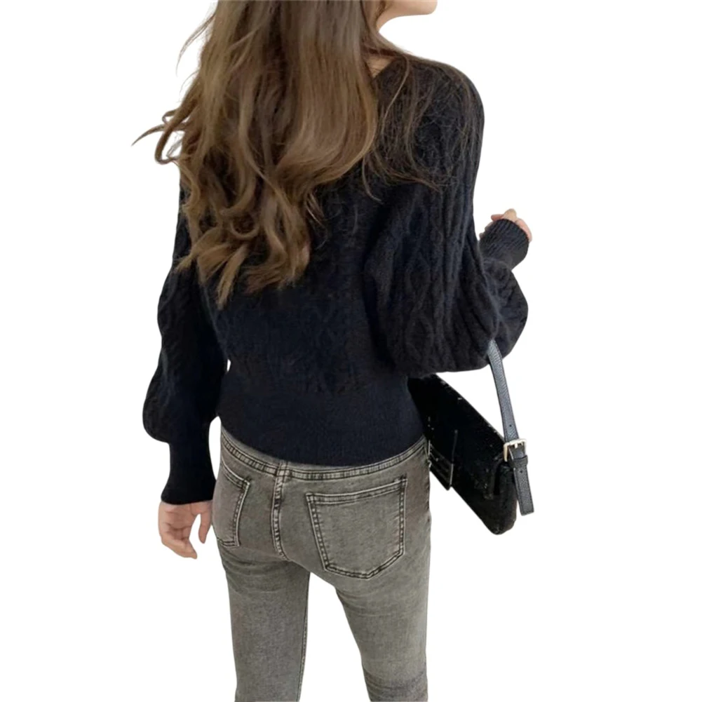 Autumn Winter Sweater Khaki Loose Knit Sweater Comfortable Fit Long Sleeve Pattern Solid Regular Length Round Neck