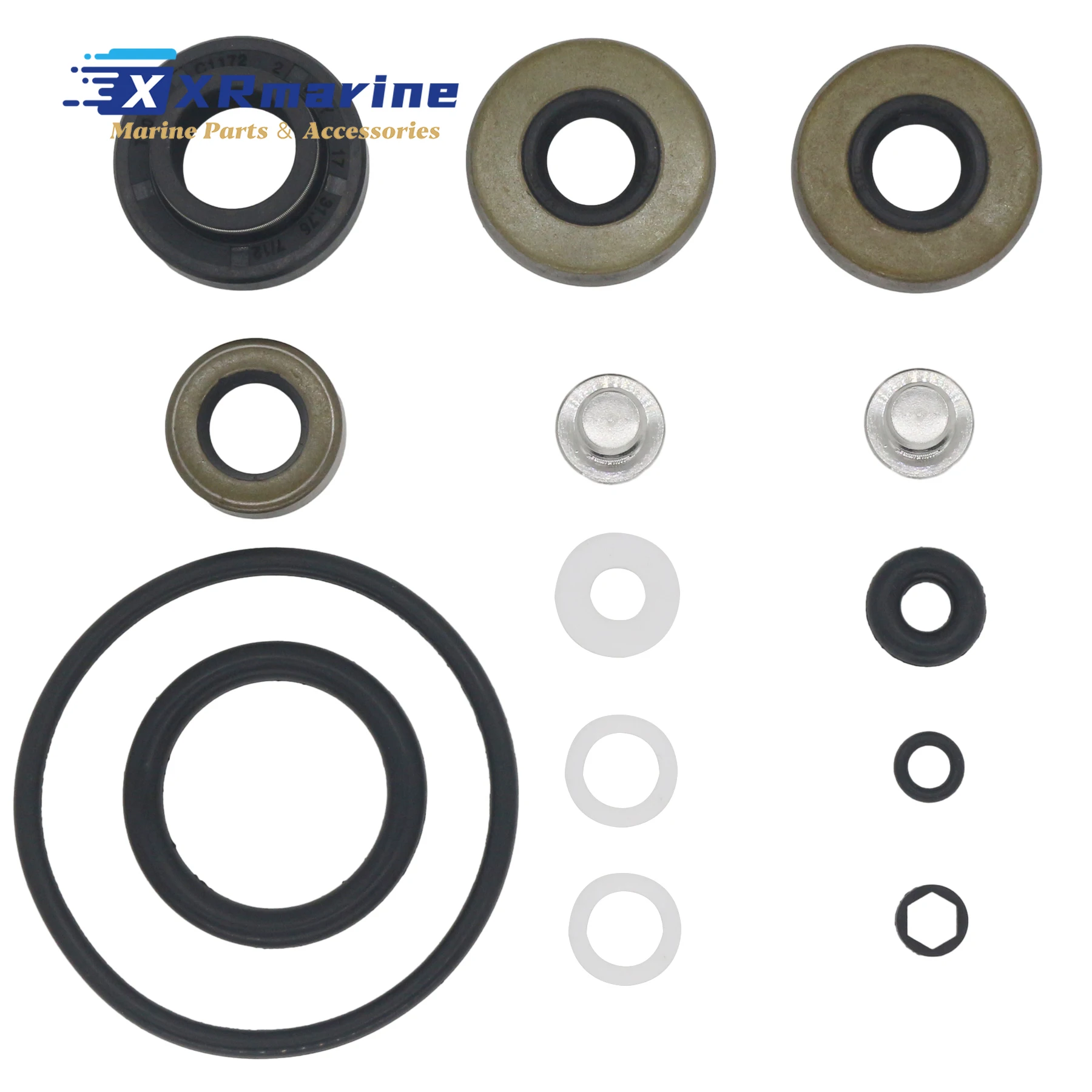 Lower Unit Gasket Seal Kit with Drain Screws Compatible with OMC Johnson Evinrude 9.9HP 15 HP Outboard Engines Replaces 396350