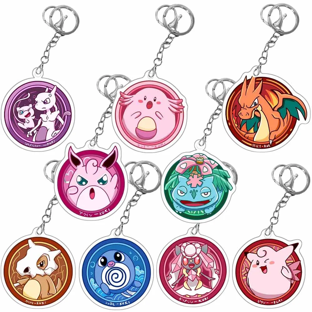 Pokemon Cubone Jigglypuff Togepi Psyduck Mewtwo Charizard Blastoise Venusaur Acrylic Keychain Pendant Decoration Accessories