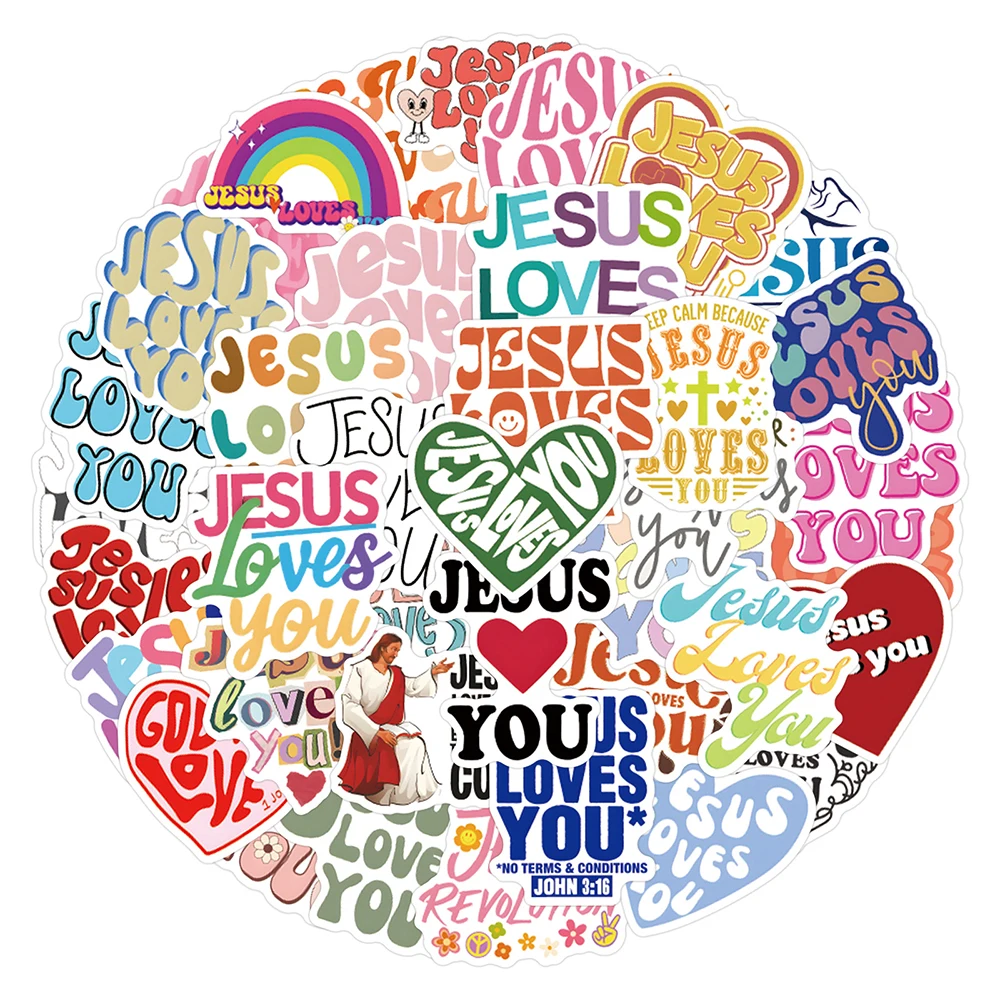 

10/30/55/110PCS Jesus Loves You Christian Stickers Bible Religion Decals Waterproof Graffiti Laptop Phone Decoration Decals Gift