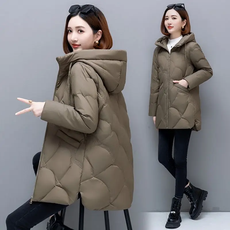 Ladies Fashion Winter Coat Women Down Cotton Hooded Jacket Woman Casual Warm Outerwear Jackets Female Girls Black Clothes PA1021