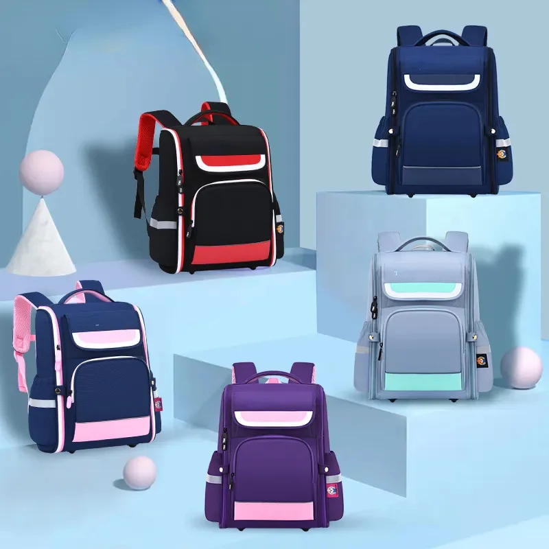 

Elementary School Bags for Girls Korean Style Cute Book Children Waterproof Backpack Purple Kids Boy 1-12Y