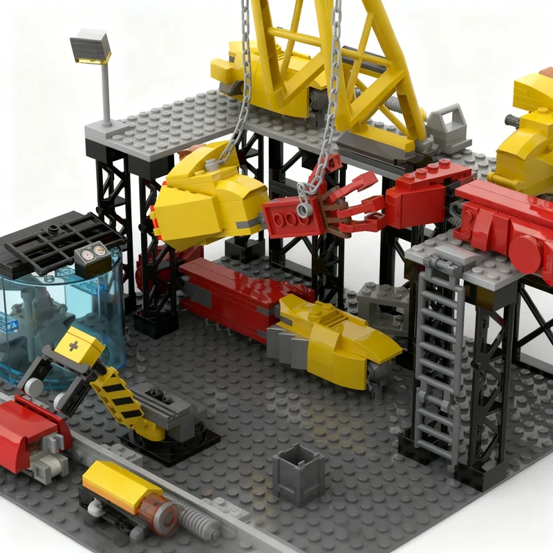 583 قطعة MOC Mech مصنع مدينة نموذج اللبنات تجميع لعبة العمارة لتقوم بها بنفسك فكرة هدايا عيد الميلاد التعليم الإبداعي الطوب