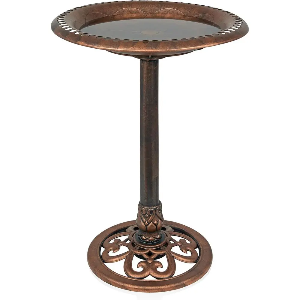 

Корпорация Айне | 28-дюймовая бронзовая уличная купальня для птиц на пьедестале с резным основанием и креплениями к земле — Элегантный садовый декор, прочная конструкция