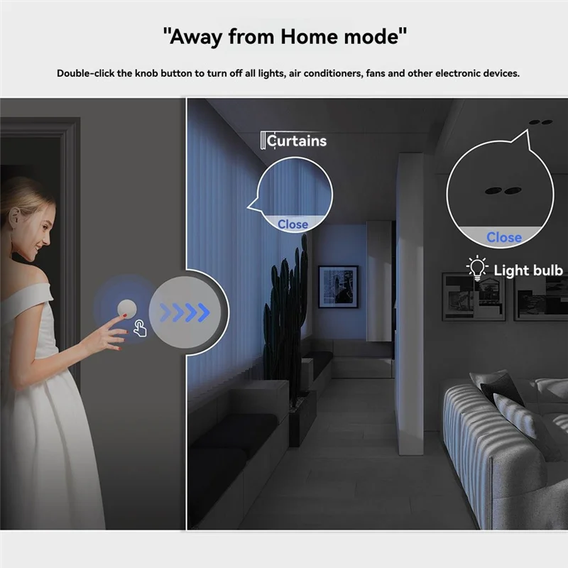 ABJF-Tuya Zigbee 2PCS 스마트 노브 스위치 - 스마트 라이프 앱 자동화를 위한 무선 장면 제어