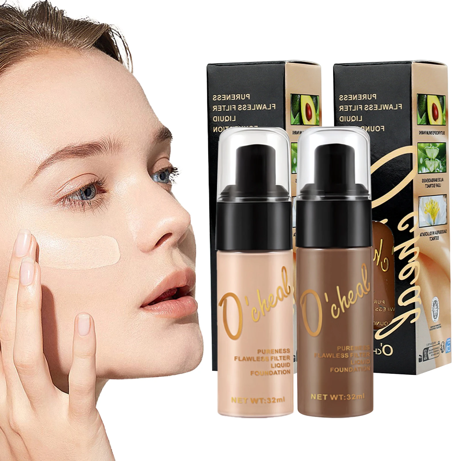 O'cheal Liquid Foundation Cream Oil-Control Matte BB Cream Concealer Hohe Deckkraft Erhellen Sie die Haut Wasserdichte Gesichtskosmetik