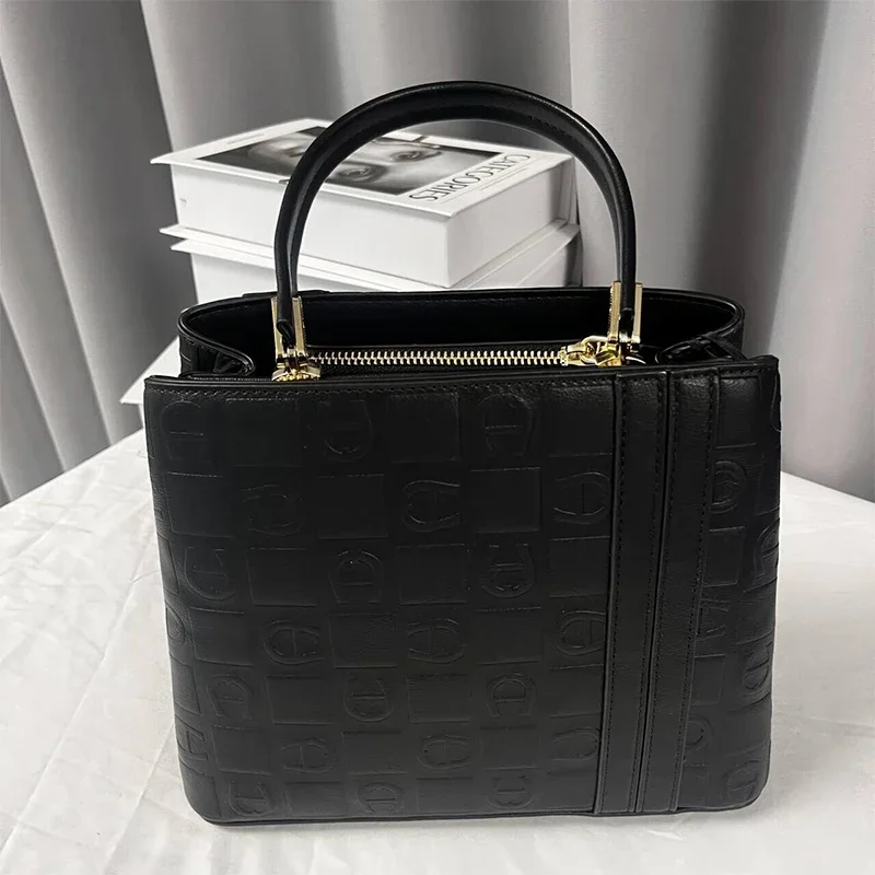 

AG Women's Handbag Light Luxury Brand Design Lettering Print High grade Large Capacity Soild Color Retro Women's Bucket Bag