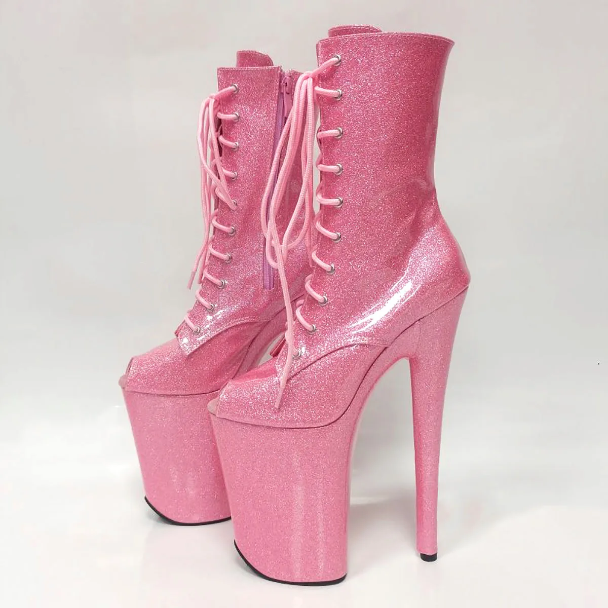 Motorcycle  9inch High Heels Ankle Boots 23CM Platform Pole Dance Gothic Exotic shoes Stripper Sexy Fetish Exotic Dancer Boots