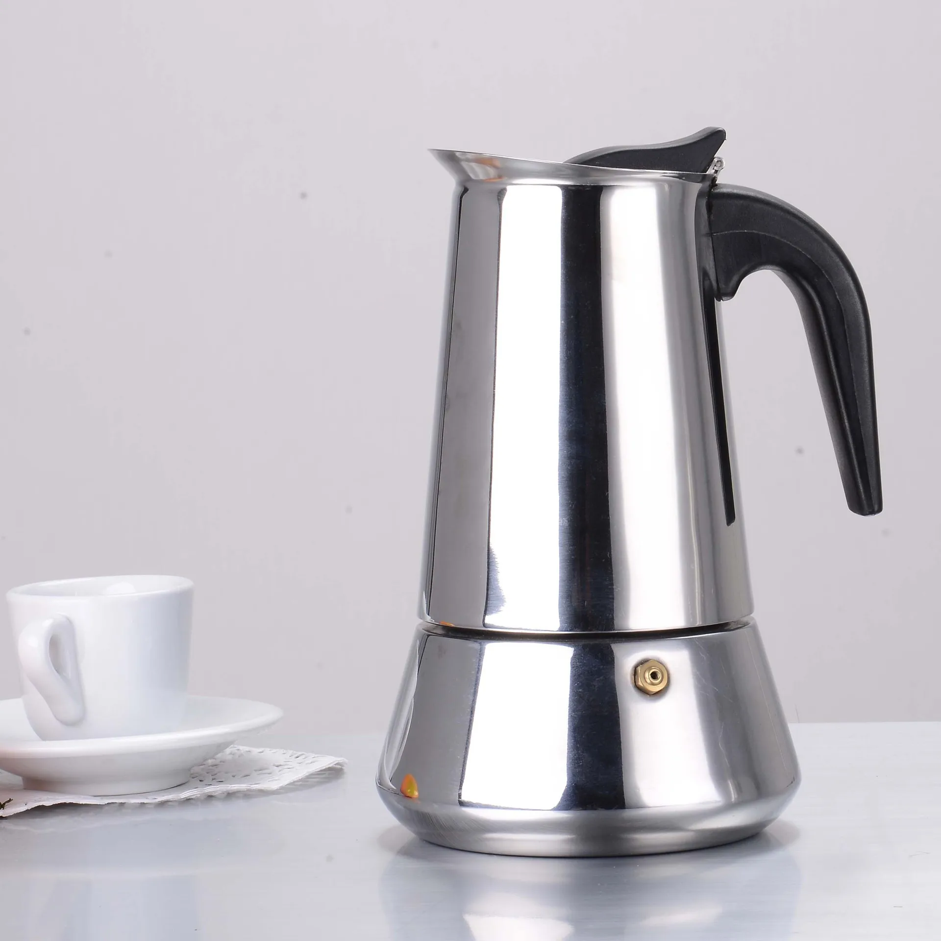 

Moka Pot Baja Tahan Karat Stainless Steel Maker Cafetera Moka De Acero Inoxidable 304 Coffee Maker Moka