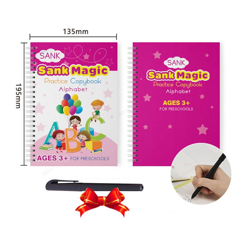 3D English Groove Magic Practice Copybook Kids Book Learning Numbers French Letters Calligraphy Writing Exercise Books Gift