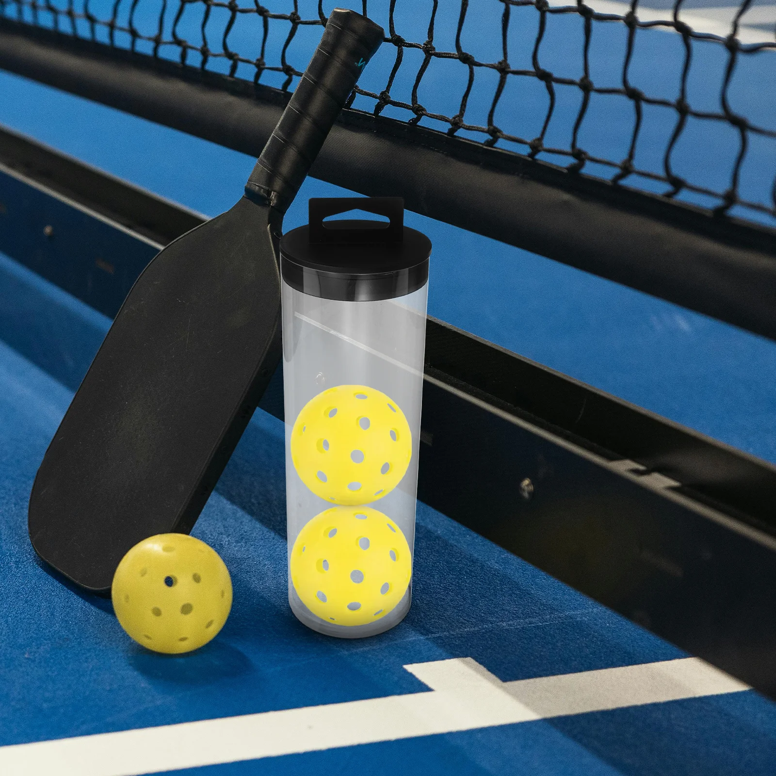 

Transparent Cylindrical Tennis Ball Storage Box for Pickleball Shuttlecocks and Sports Balls Clear Plastic Tube Organizer