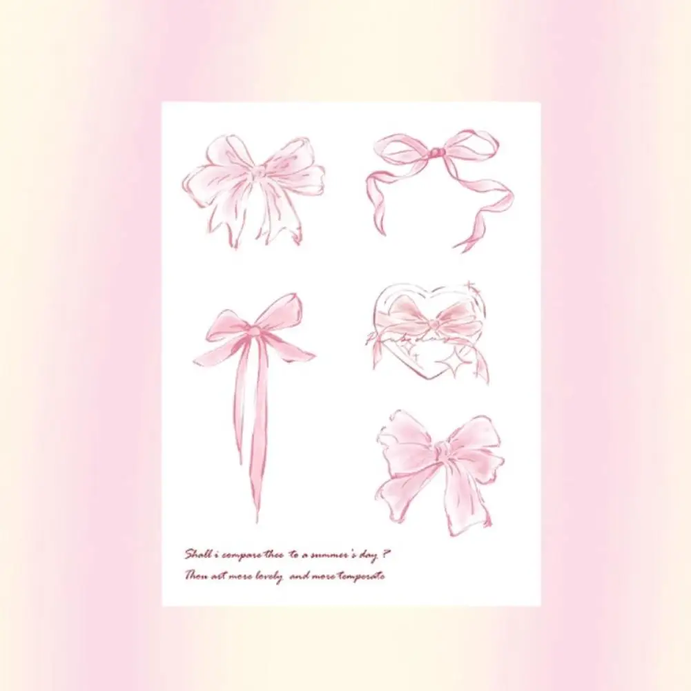 Tatuajes con lazo para mujer, tatuajes falsos impermeables y duraderos, cadenas de corazón de encaje rosa Sexy, tatuajes temporales artísticos, pegatina F0v7