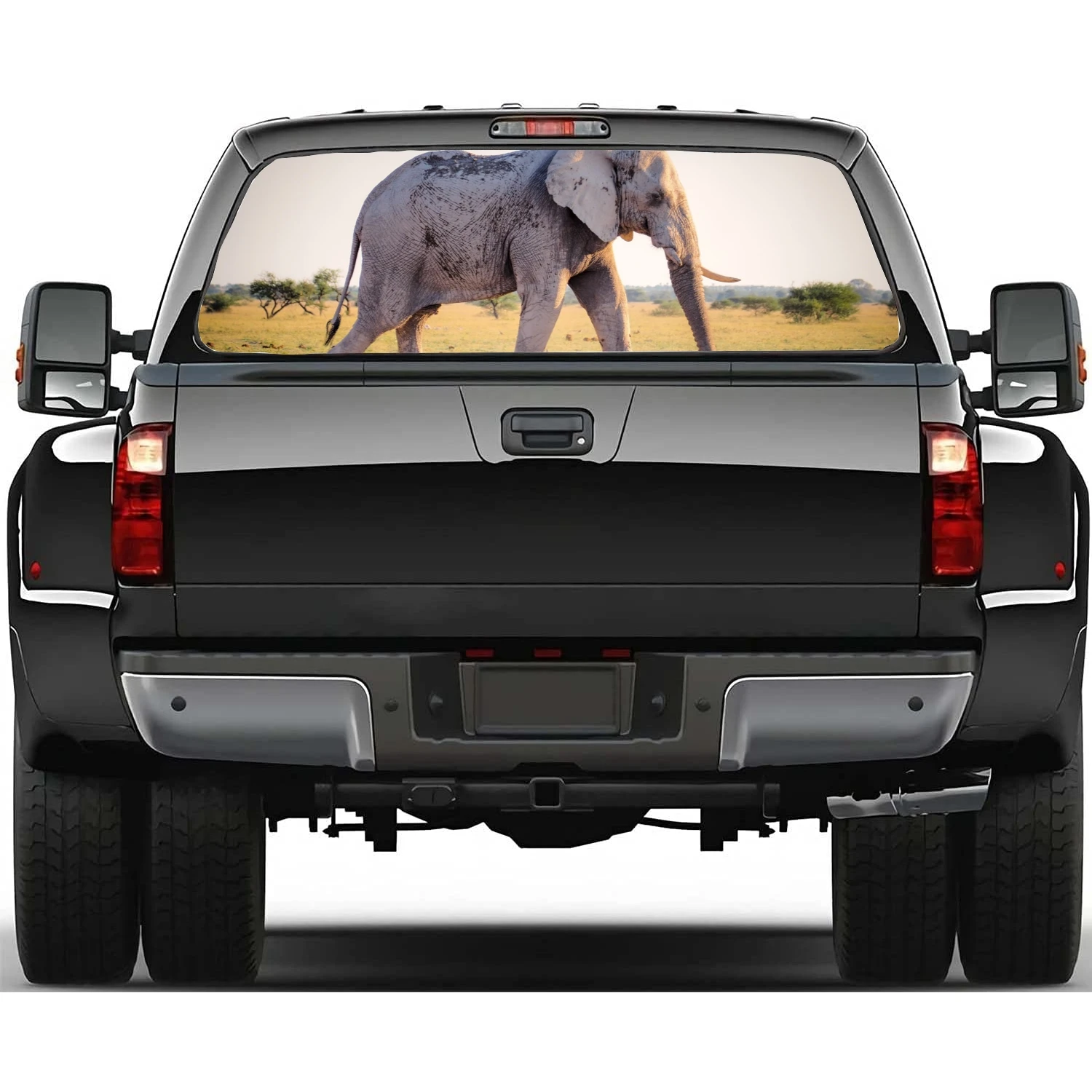 Africa Elephant Car Accessories Rear Windshield Sticker Truck Window See Through Perforated Window Vinyl Decal Decoration