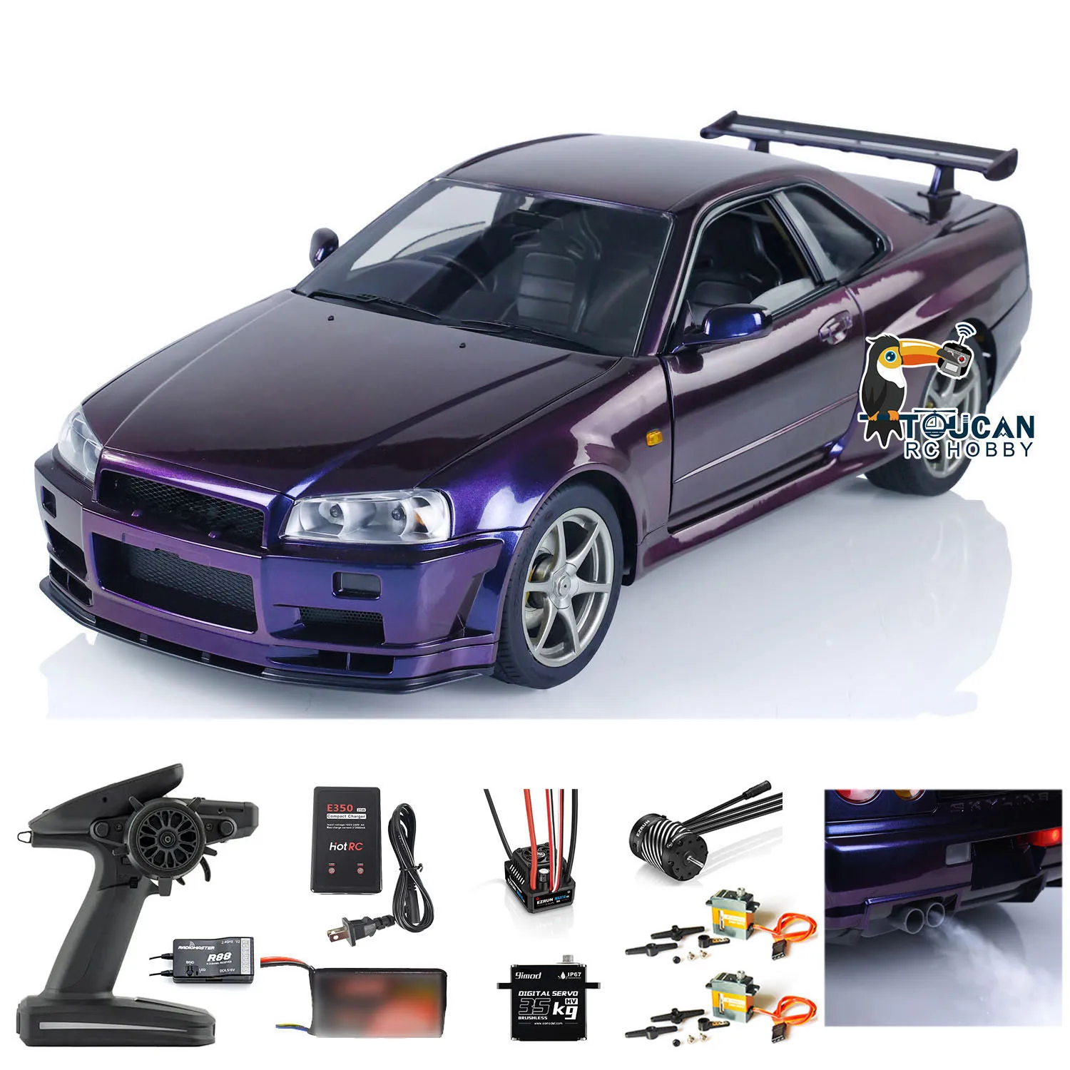 In Stock Capo R34 Upgraded RC Racing Car Drift Car RTR 1/8 Metal 4x4 4WD High-speed Model Lights Sounds Smoking RC Toys Gift 